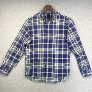 J. Crew Shirt Mens Medium Blue Multi Plaid 100% Cotton Button Down Long Sleeve